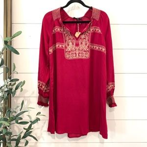 Blu Pepper Embroidered Red Dress